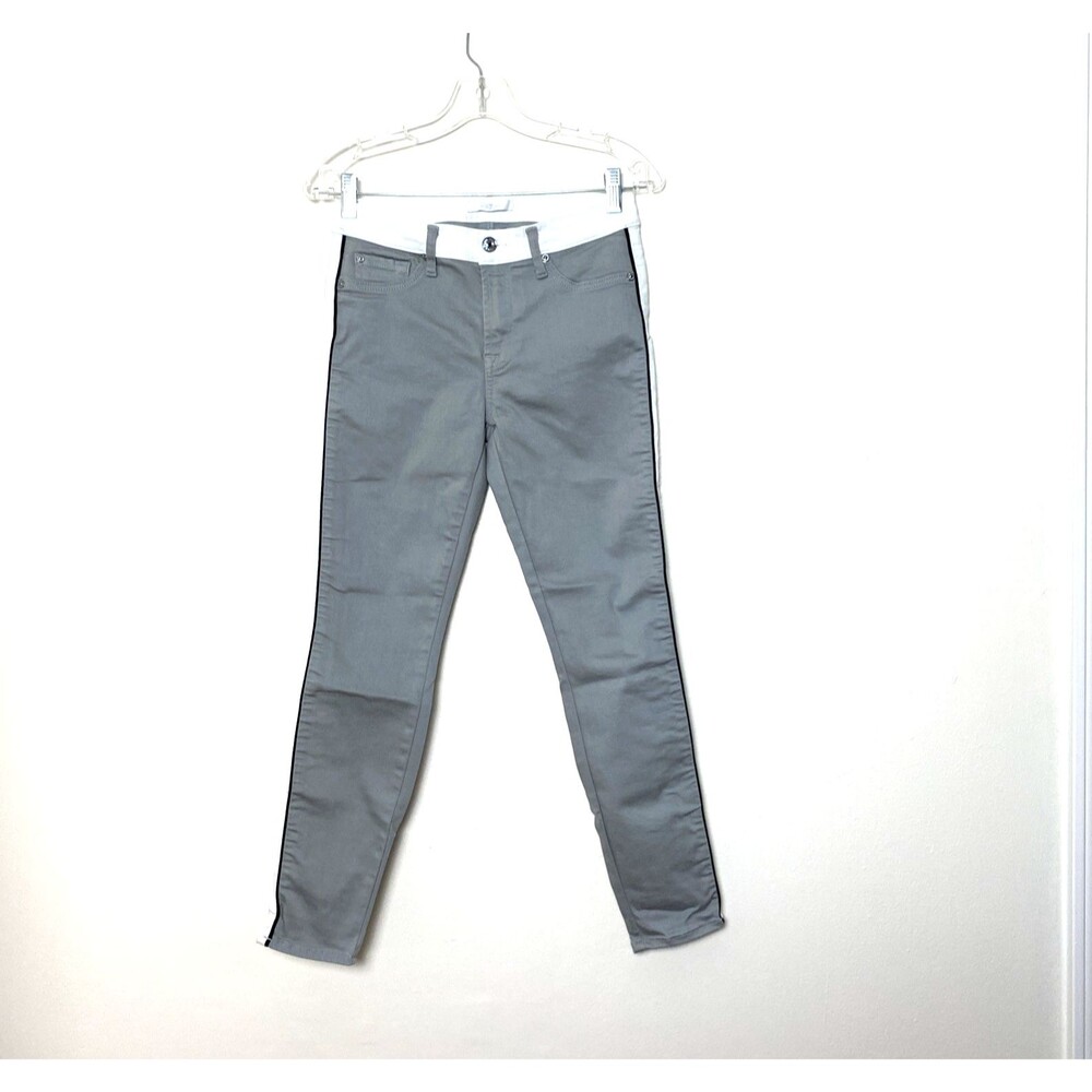 7 For All Mankind Jeans Skinny Women's 28 Gray Mid Rise Stretch Striped Casual